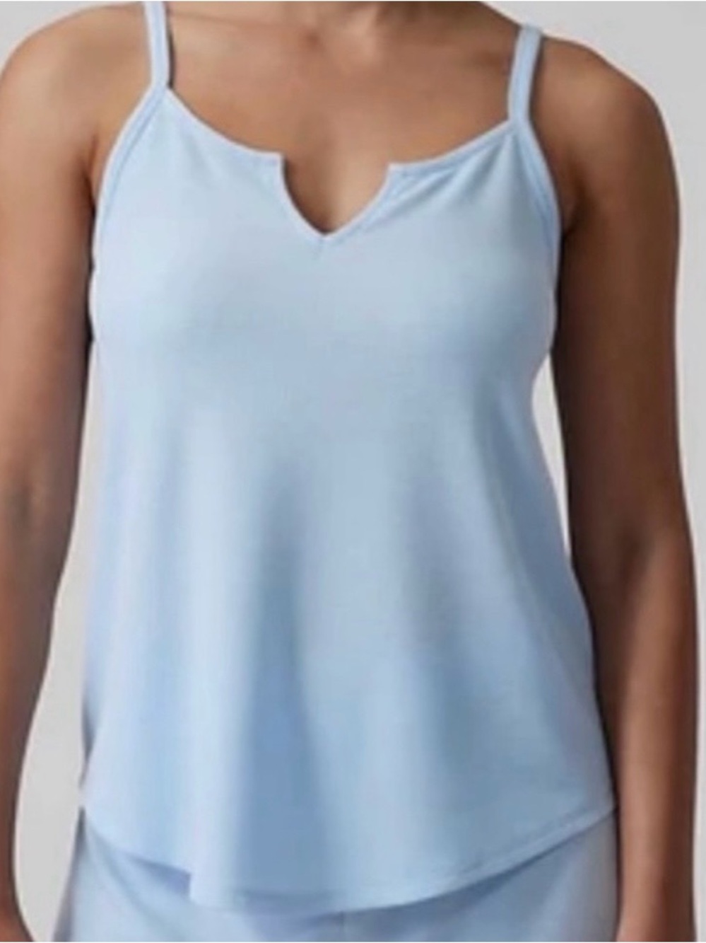 NWT Athleta Wind Down Sleep Cami Pajama Top Blue Waffle Knit Medium